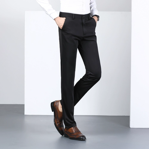 Весенние утепленные эластичные штаны, черный пиджак классического кроя, облегающий крой, свободный прямой крой