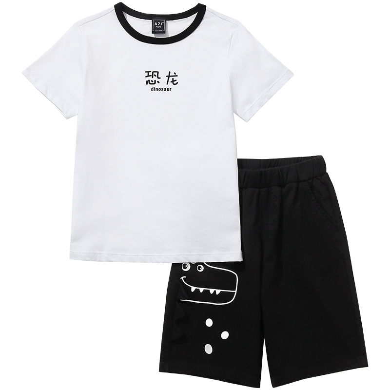 A21 Boys Outfits 2020 mùa hè mới cho trẻ em Set tinh khiết bông Air ngắn tay áo thun hai mảnh.