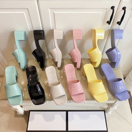 Internet Celebrity Genuine Jelly Women's Shoes 2026 Spring and Summer New Mid-High Heel Slippers Sandals Beach Shoes Roman Shoes Sandals for Women