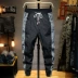 Mùa hè Nhật Bản khâu màu tương phản nhanh khô quần giản dị nam rộng kích cỡ quần harem phần mỏng chân chín điểm quần thủy triều - Crop Jeans