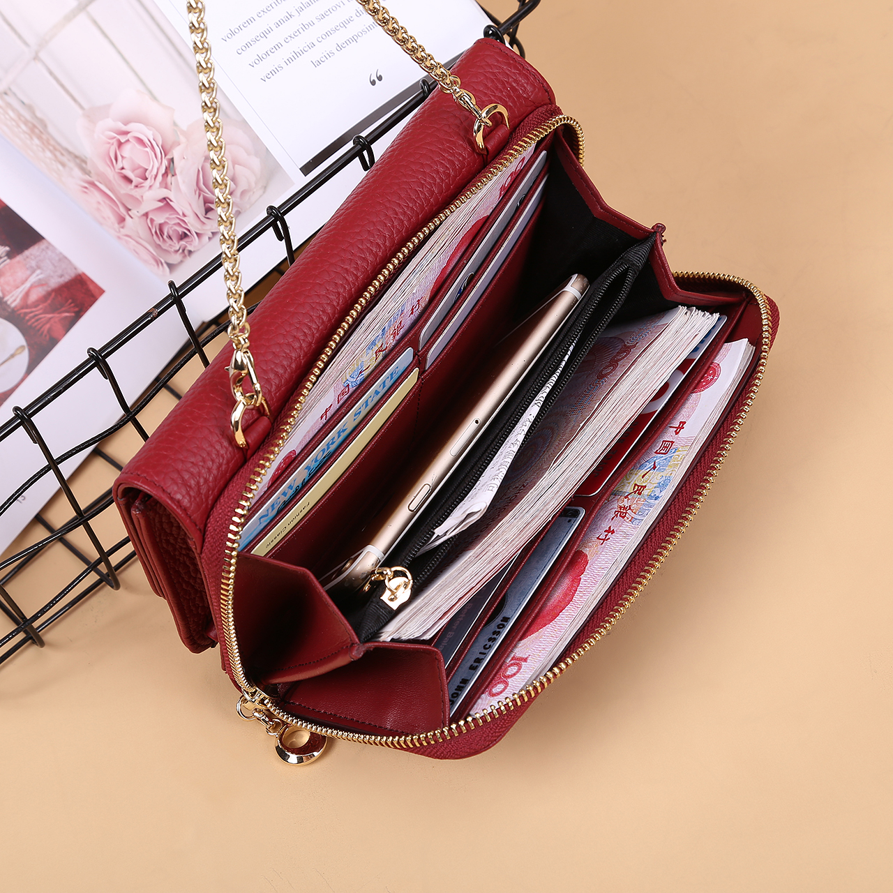 Ví dài 2018 mới đeo vai đeo chéo mini bag đa chức năng dung lượng lớn túi xách điện thoại di động - Ví tiền ví nam dài