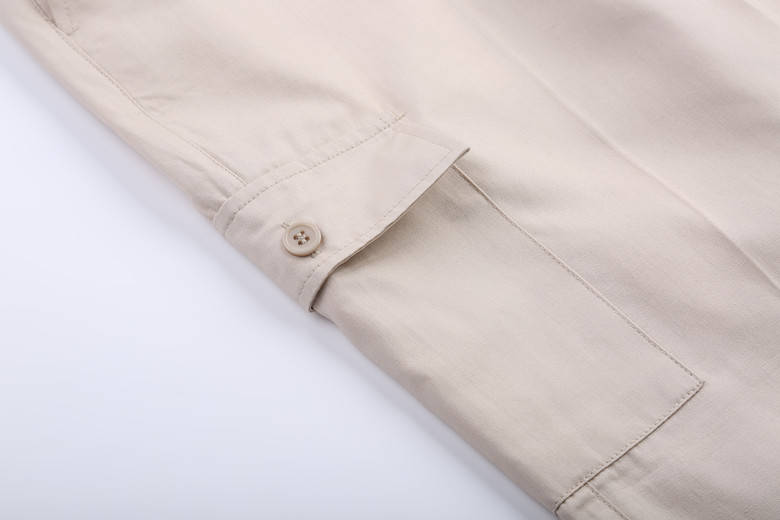 Cotton mới kaki màu be lưới quốc gia mùa hè áo dài tay hàn chống tĩnh điện quần yếm đồ pijama nam