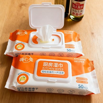嗨心兔EDI纯水除菌级厨房专用湿巾去油污专用加厚清洁湿巾大包装