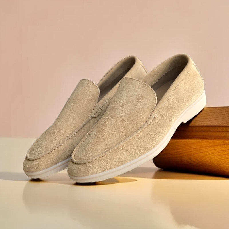 Lp Men's Shoes 2025 New Model Italian Suede Slip-On Loafers Flat Casual Lazy Men's Shoes with a Comfortable Feel