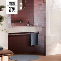 Bright wine red tiles bump art tiles Nordic solid color tiles Kitchen bathroom interior wall tiles Balcony tiles