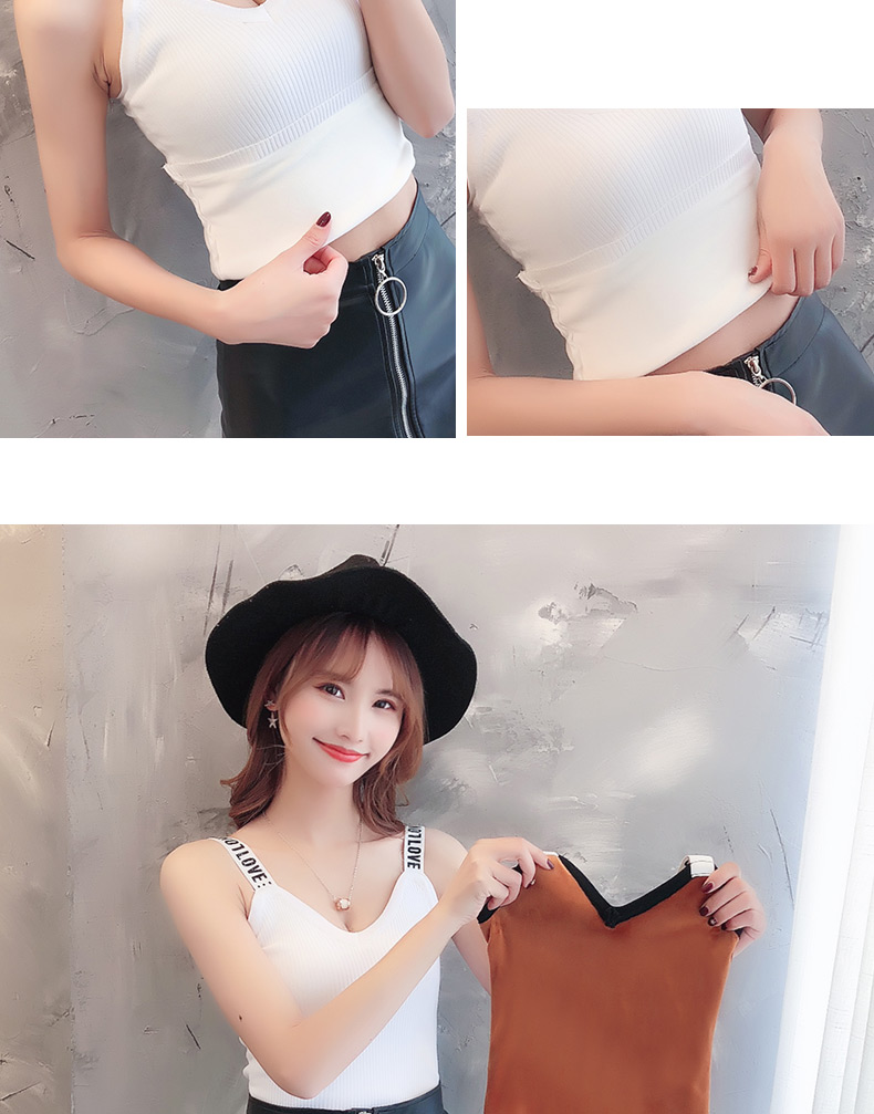Cộng với áo yếm nhung nữ mùa đông ấm áp đan nhỏ tươi mới chạm đáy áo dày nhỏ quai ngang áo voan kiểu