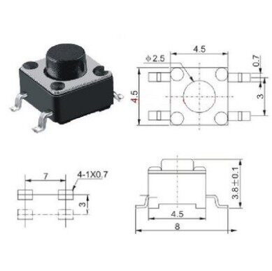 SMD tact switch 4 5*4 5*3 8 4 3 5 6 7 8 8 5 9MM four-foot micro button