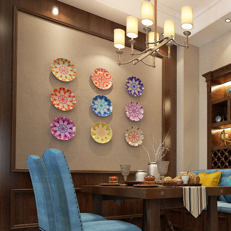 European colored ceramic plate creative home wall decorated porcelain dish dish dining room tray tray