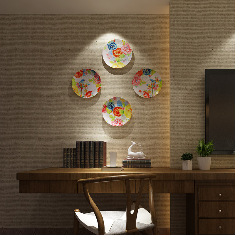 New Chinese classical flowers and birds ceramic decorative plate literary home jewelry creative living room porch mural pendant