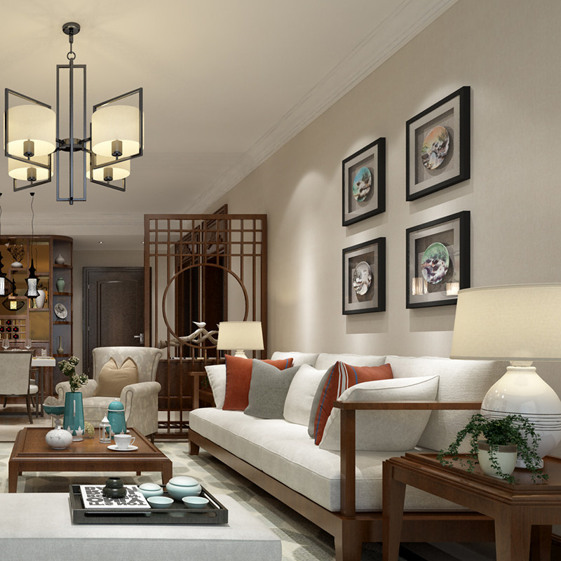 Jiangnan Four Seasons New Chinese Living Room Decoration Painting Xuanguan Wall-mounted Hotel Like Board Room Hung Painting Porcelain Tray Solid Painting Core