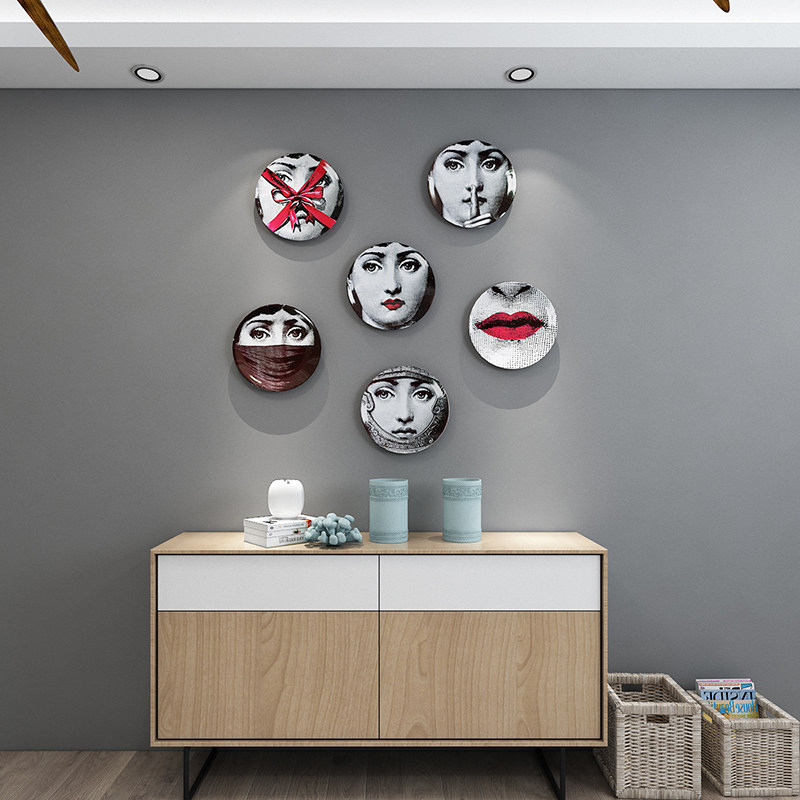 Modern living room background wall hanging plate Nordic style dining room wall decoration plate European American home wall decoration pendant