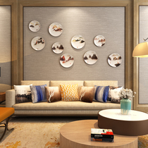 New Chinese Landscape Decoration Painting Dishes Hanging Wall Decorations Living-room Wall Hangings Hotel Creative Wall-mounted Pendulum