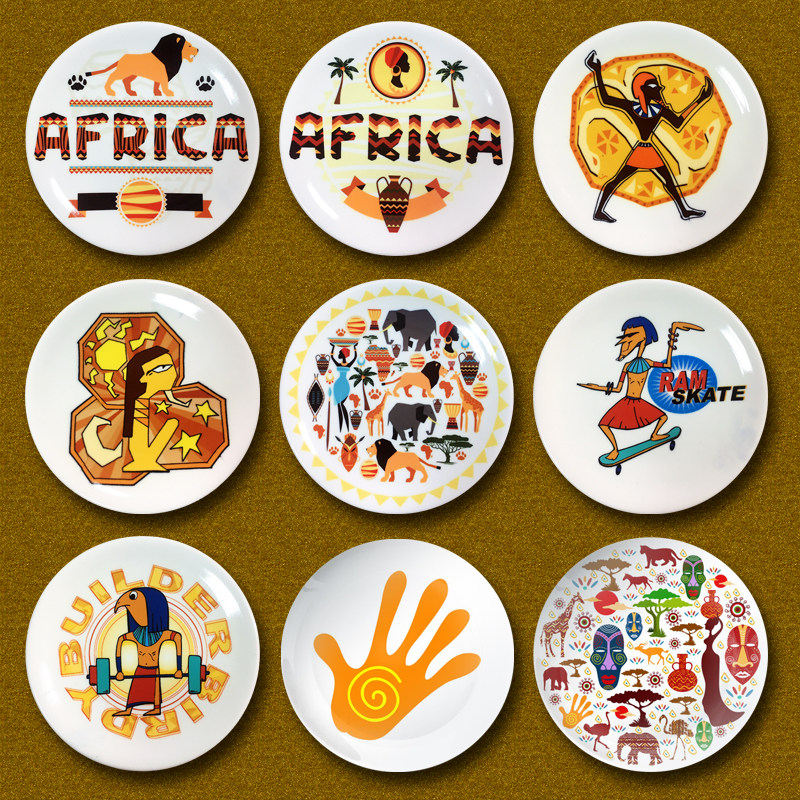 Brief Modern Wind Africa Elements Hand-painted Ceramic Process Tray Modern Home Creative Wall Decoration Wall-mounted Hanging Disc Sitting Tray