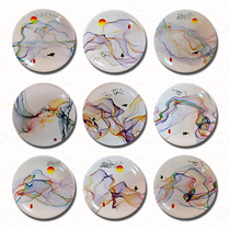 New Chinese Modern Water Ink Mood Decoration Painting Creative ceramic hanging disc Home Living room wall Decorative Pendant Pendulum