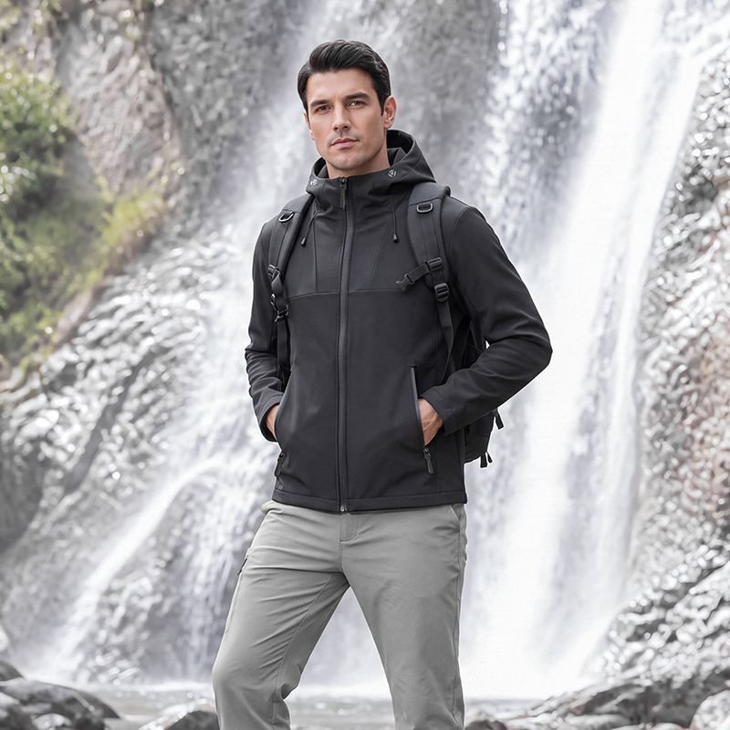 Outdoor Soft Shell Jacket for Men, Fleece-Lined, Warm, Windproof, Waterproof, Hooded Jacket, Autumn and Winter Mountaineering Jacket, Large Size Outdoor Soft Shell Jacket for Men, Fleece-Lined, Warm, Windproof, Waterproof, Hooded Jacket, Autumn and Winter Mountaineering Jacket, Large Size