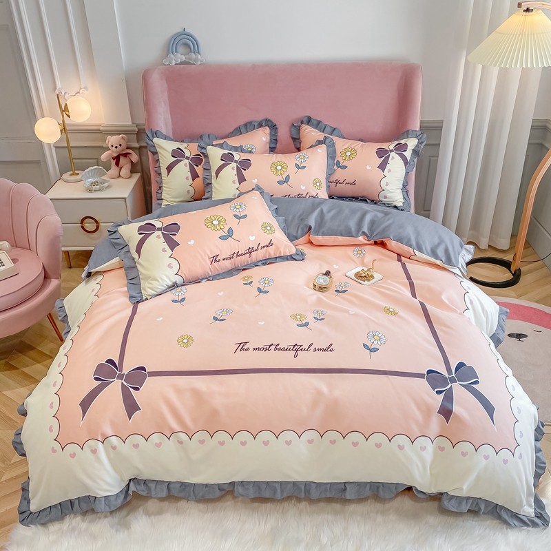 Simple cotton cotton four-piece quilt cover European bed linen hipster bedding light luxury style