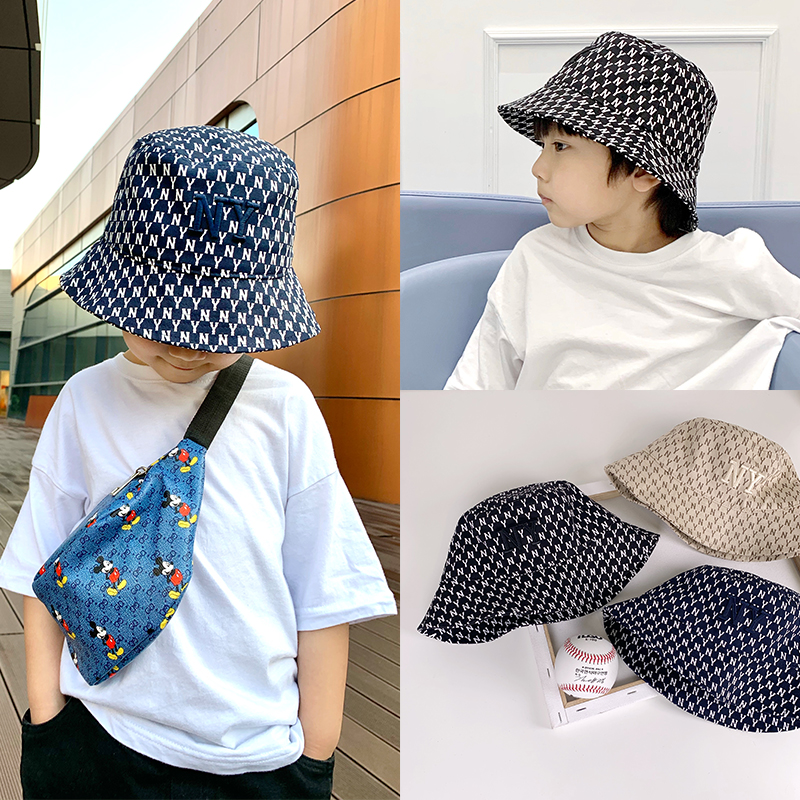 Children hat spring summer boy fisherman hat can hang windproof rope autumn middle and children sunscreen hat large child sun protection basin cap tide