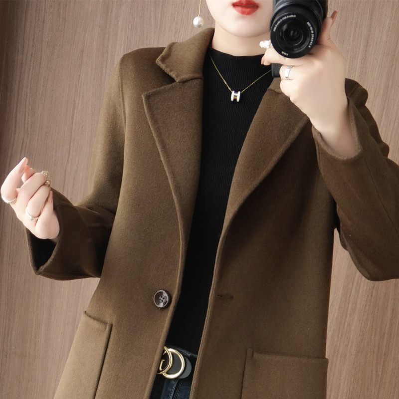 Wool Double-Sided Woolen Coat for Women, One-Button, Solid Color, Autumn and Winter, Warm, Slim Fit, Elegant, High-End, Versatile Coat Wool Double-Sided Woolen Coat for Women, One-Button, Solid Color, Autumn and Winter, Warm, Slim Fit, Elegant, High-End, Versatile Coat