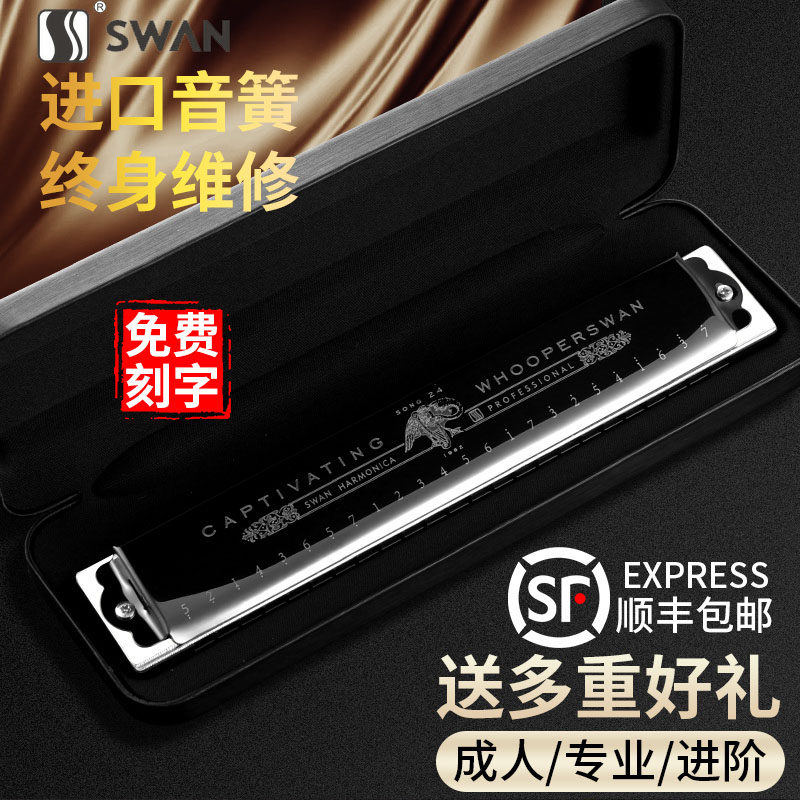 German imported tone reed harmonica 24-hole polyphonic C-tune beginner students senior adult professional playing-level musical instrument