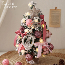 Christmas decorations Pink lucky Christmas tree with lights mini decoration tree bar window counter ornaments