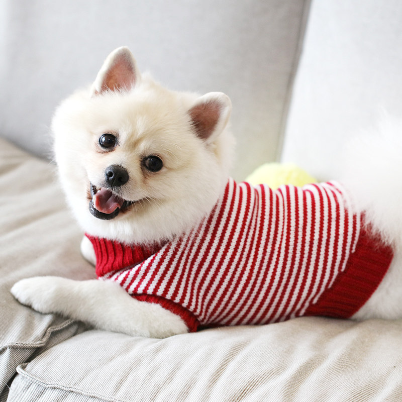 (Retro Navy Shirt) Dog Sweater Pet Clothes Autumn and Winter Teddy Pomeranian Small Dog and Cat Clothes