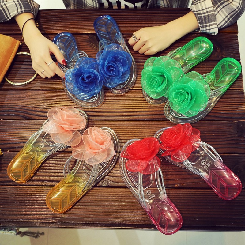 big flower flip flops