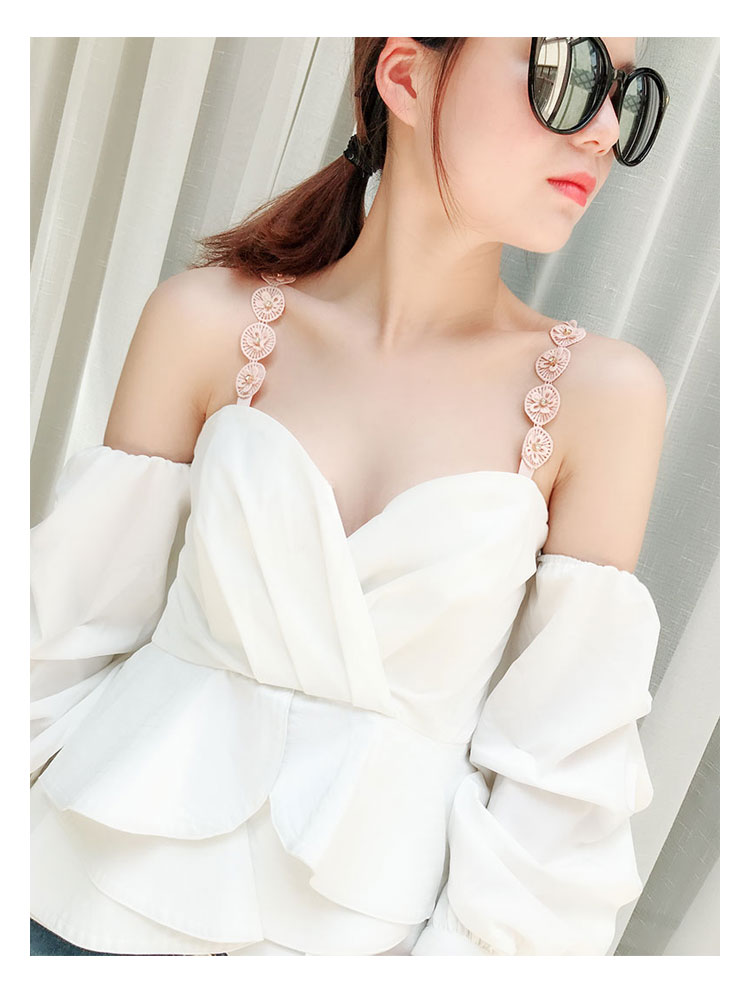 Sexy ren dây đeo vai Openwork đồ lót ren với áo ngực với rhinestone ngọc trai tinh tế từ đồ lót vai phụ kiện đồ lót nữ
