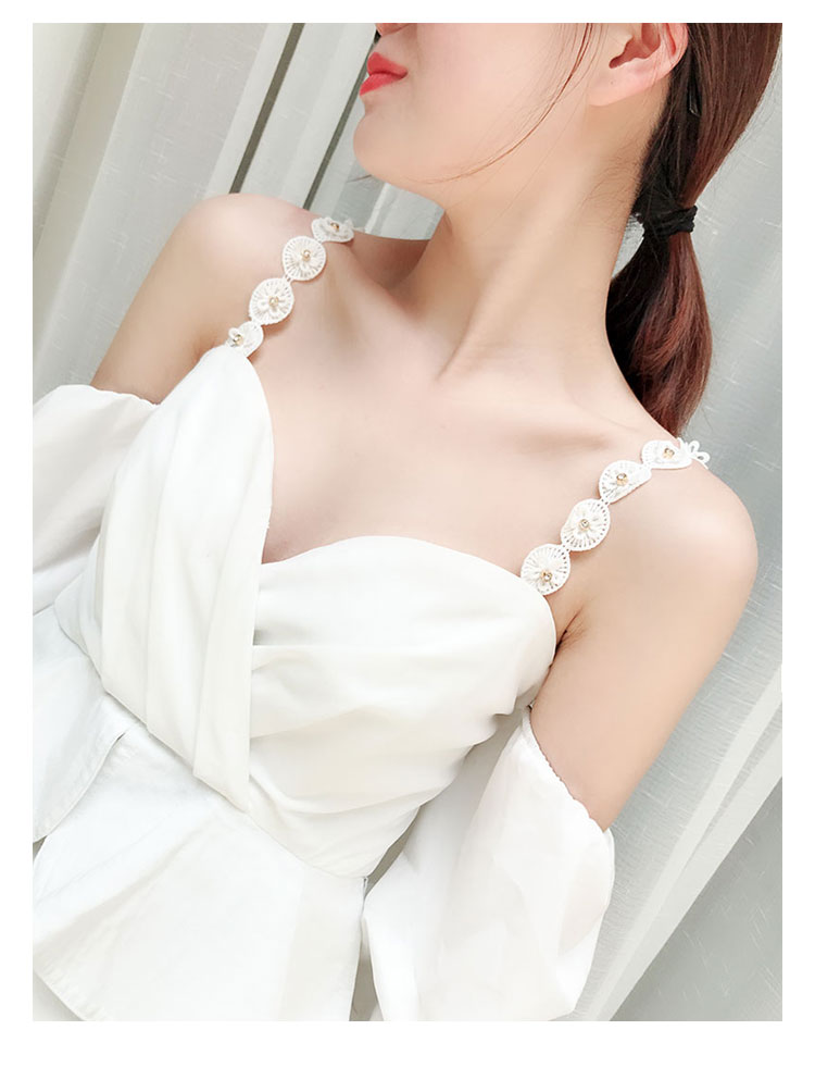 Sexy ren dây đeo vai Openwork đồ lót ren với áo ngực với rhinestone ngọc trai tinh tế từ đồ lót vai phụ kiện đồ lót nữ