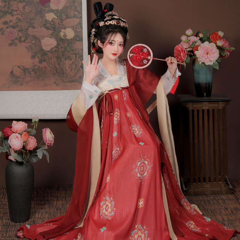 Hanfu for Women 2026 New Summer Style for Adults, Petite Size, Tang-Style Qi Xiong Ruqun, Kezi Skirt, Ancient Style Outfit for Middle School Students Hanfu for Women 2026 New Summer Style for Adults, Petite Size, Tang-Style Qi Xiong Ruqun, Kezi Skirt, Ancient Style Outfit for Middle School Students