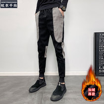 Net red guy corduroy pants men Korean version of the trend casual trousers autumn and winter style plus velvet plus thick color color Haren pants