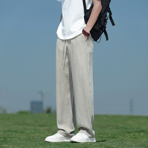 Тонкие шелковые штаны для отдыха, из хлопка и льна, свободный крой