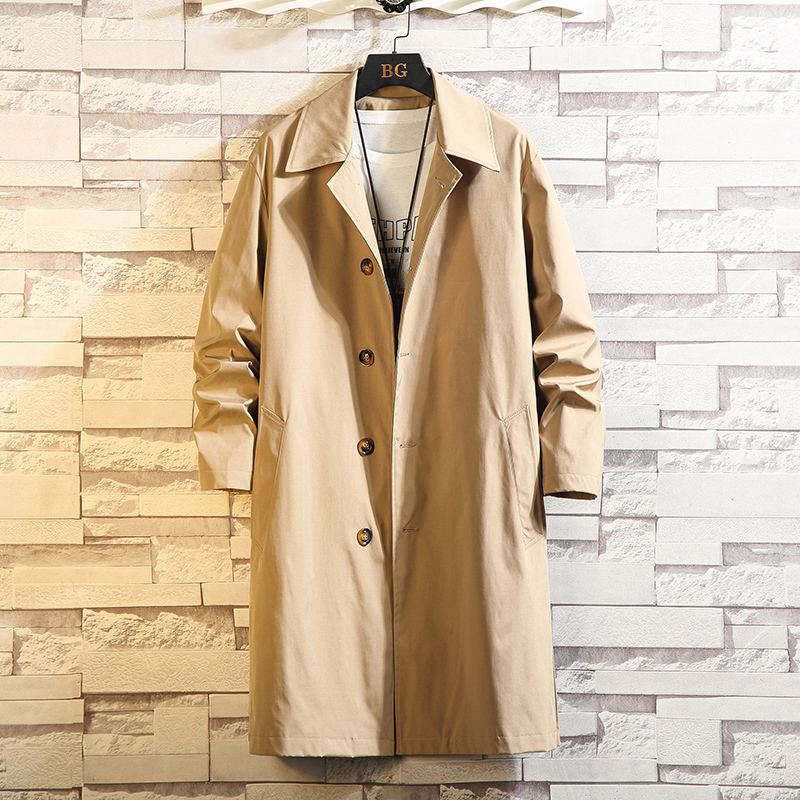 Khaki Trench Coat for Men, Thin Style, Youth, High-End, Mid-Length, 2026 New Style, British Style Men's Coat