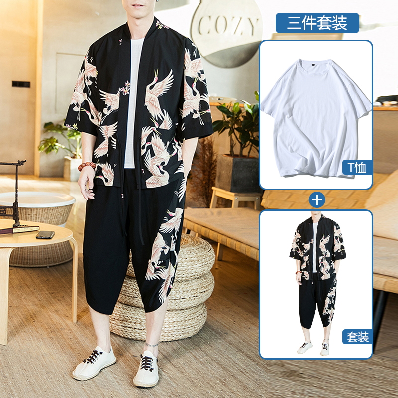 mùa hè mỏng cardigan Tang hai mảnh retro phong cách Nhật Bản áo Trung Quốc gió nam kimono giản dị phù hợp với thủy triều