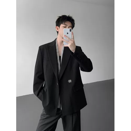 Металлический мужской дизайнерский костюм, осенний комплект, китайский стиль, тренд сезона, изысканный стиль