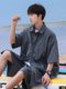 Men's Summer Thin and Breathable Two-Piece Set with Shorts, American Retro Trendy Brand, Loose Lapel Short-Sleeved Shirt