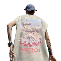 Vest mens summer thin trendy brand loose sleeveless t-shirt Japanese retro cityboy vest top boys undershirt