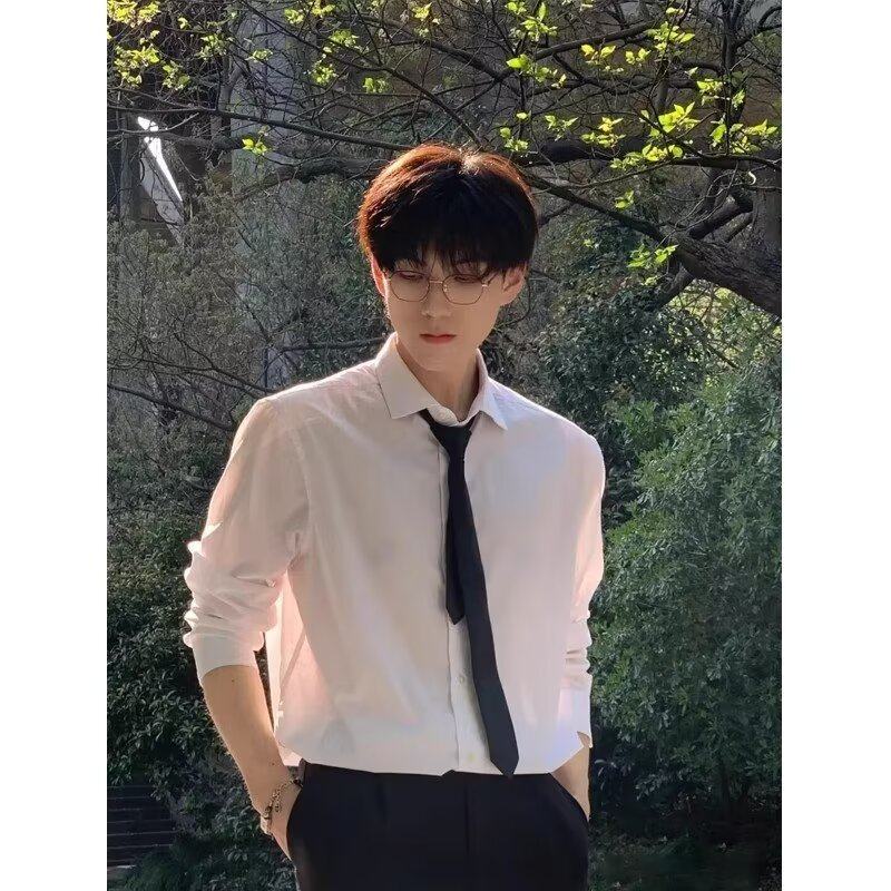 British Style Men's High-End Suit with an Oversized White Long-Sleeved Shirt Underneath, Boyfriend Outfit