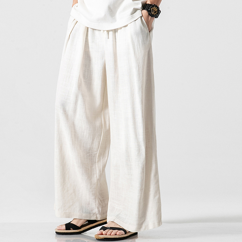 Linen Wide-Leg Pants for Men, Summer Thin Cotton-Linen Pants, 2026 New Chinese Style Men's Loose Skirt Pants, Casual Long Pants Linen Wide-Leg Pants for Men, Summer Thin Cotton-Linen Pants, 2026 New Chinese Style Men's Loose Skirt Pants, Casual Long Pants