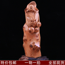 Full of scars Cliff ornaments wood carving small Maitreya Buddha natural root carving crafts carvings Buddha statues pure handwork