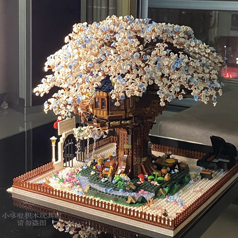 Sakura Tree House Building Blocks High-Quality Fairy-Like Handmade DIY Gift Puzzle Educational Assembly Toy Birthday Gift