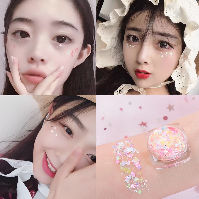 Internet Celebrity Nail Art Glitter Eye Shadow Gel Cream Glue-Free Facial Star Stage Performance Glitter Highlighter Contouring