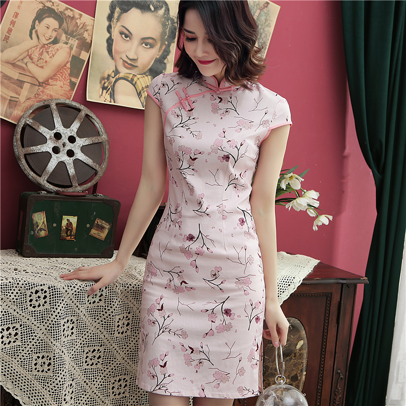  HY elastic linen red peach powder+M  