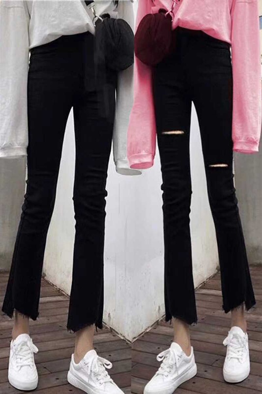 Ripped Flared Jeans for Women, Summer 2026 Hot Style, Petite Black Versatile Micro-Flared Pants, Thin Cropped Pants