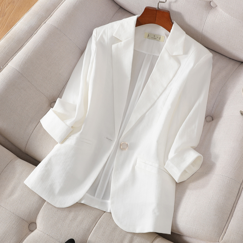 Linen Blazer for Women 2026 Summer New Thin White Air-Conditioning Shirt High-End Sun Protection Suit for Women