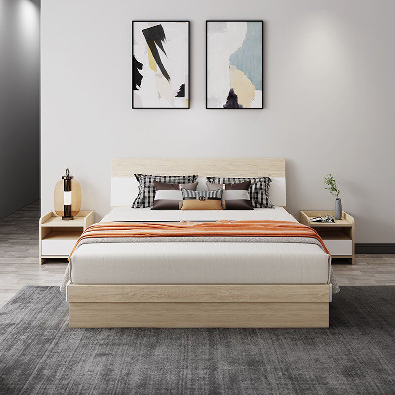 Modern minimalist master bedroom home double bed 1 8m rental room economical high box bed storage board bed 1 5m