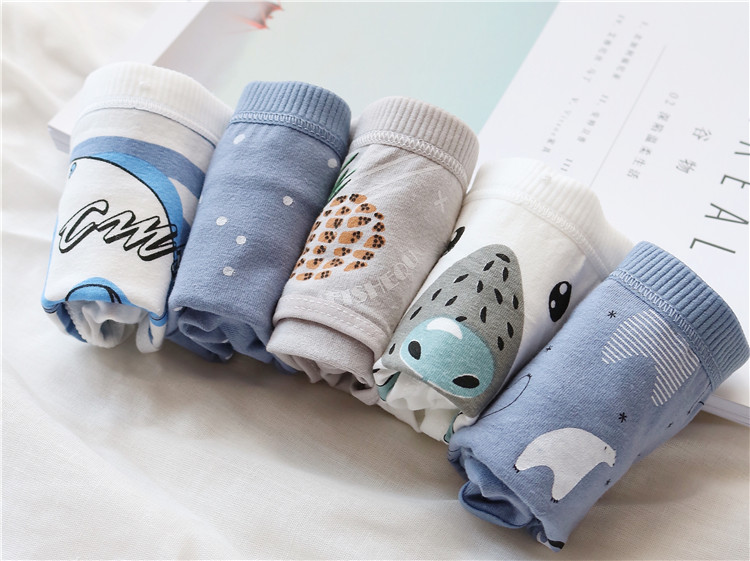 5 phim hoạt hình quần gấu bắc cực của phụ nữ cotton giữa tăng phụ nữ cotton tam giác quần đáy cô gái cotton thoáng khí - Vòng eo thấp đồ lot