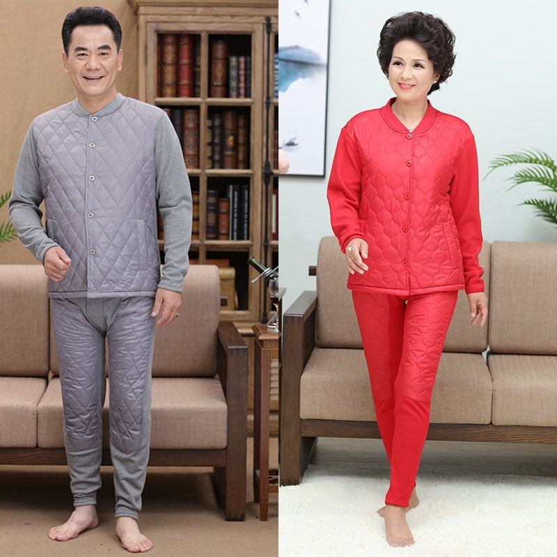 Trung niên già đồ lót ấm mens áo cộng với nhung dày phù hợp với ông già cardigan vợ có thể mặc mùa thu và mùa đông.