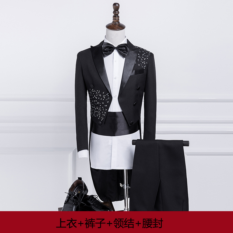 váy mới sequined tuxedo nam chủ trì thực hiện ca sĩ sân khấu phù hợp với đạo diễn trang phục váy dây dẫn