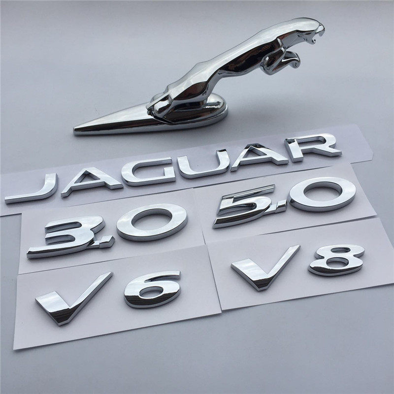 Jaguar standout XJL XF V6 V8 rear tail mark 3 0 5 0 Leaf plate side Peuded Label Displacement Scale