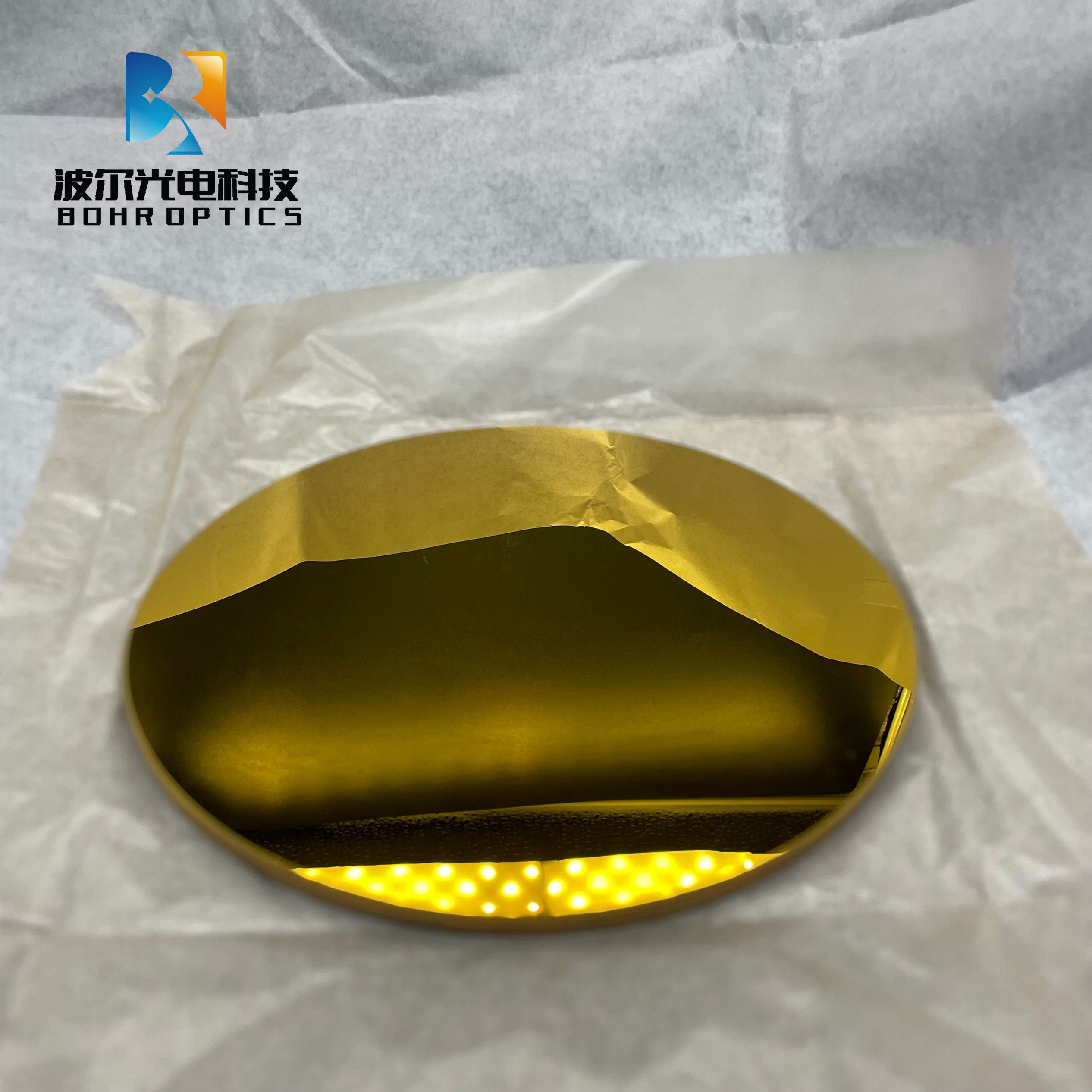 石英镀金反射镜 椭圆形尺寸120*100mm 厚度5mm单面抛光8-14um镜片